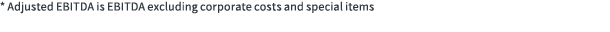 * Adjusted EBITDA is EBITDA excluding corporate costs and special items 