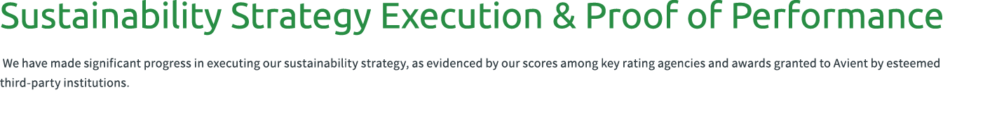 Sustainability Strategy Execution & Proof of Performance We have made significant progress in executing our sustaina...