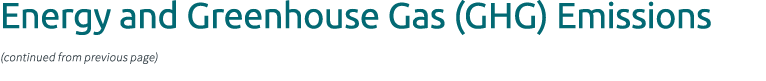 Energy and Greenhouse Gas (GHG) Emissions (continued from previous page)